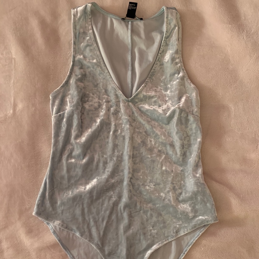 Teal velvet body suit